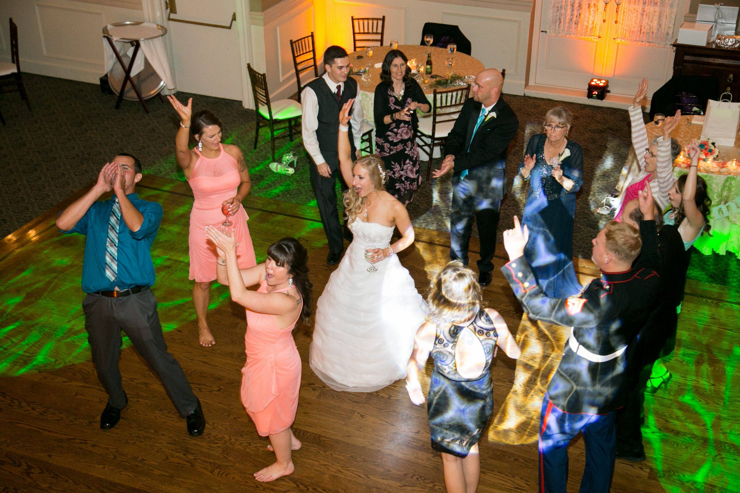 A group of people on a dance floor.