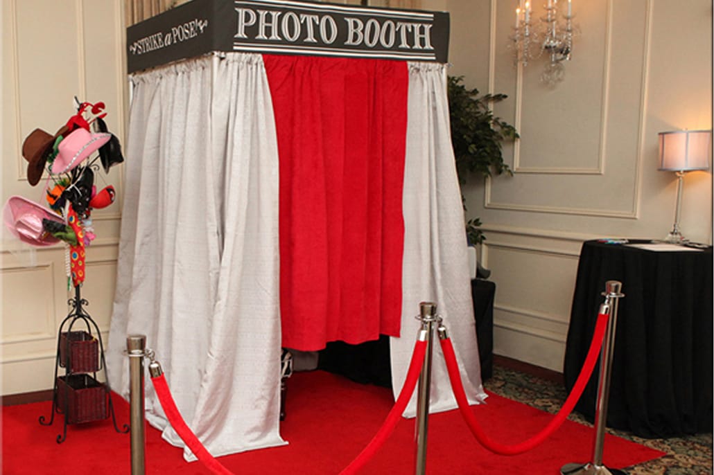 A photo booth in a room.